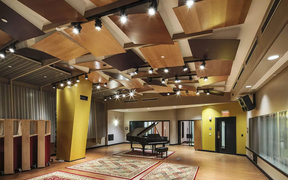 RPG Acoustical diffusers in a studio live room