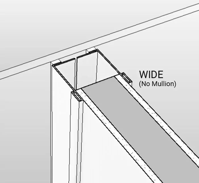 Diagram of Mullitover Wide profile design where no mullion is present.