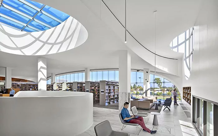 StarSilent smooth acoustical plaster installed at a public library