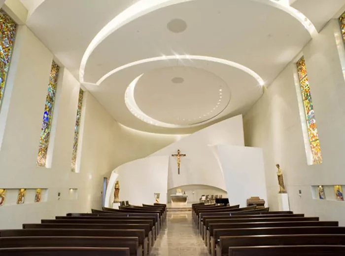 StarSilent acoustical plaster installed as the ceiling finish of a church