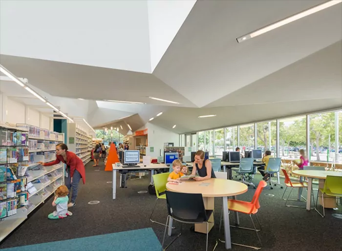 StarSilent smooth plaster installed for sound absorption at a public library