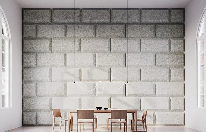 Pora sustainable acoustical finish crafted entirely from recycled glass