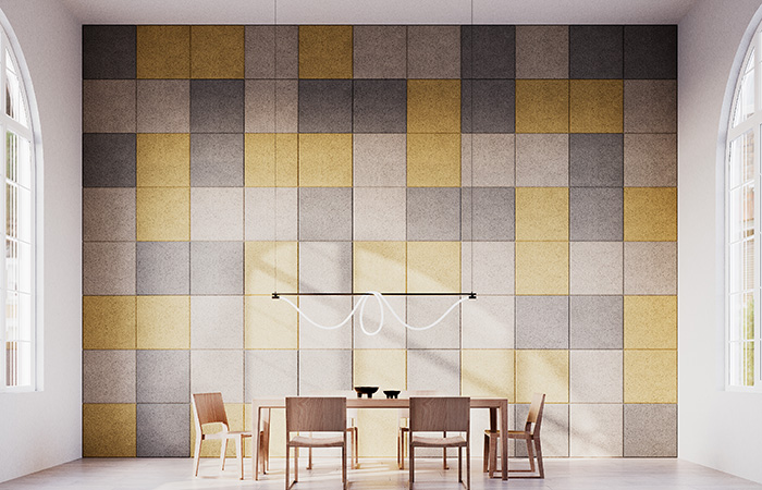 Pora sustainable acoustical finish crafted entirely from recycled glass